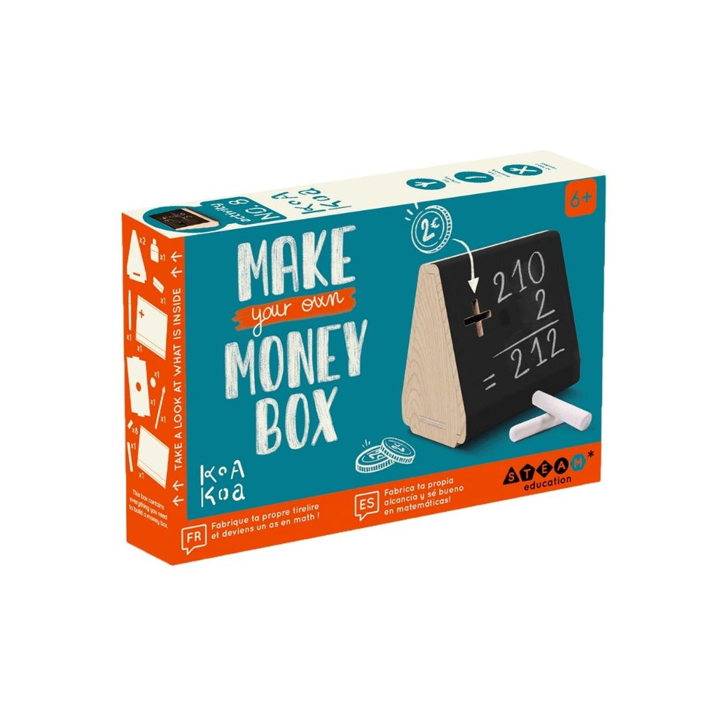 Koa Koa spaarpot spaarvarken zelf maken Do it yourself DIY bouwset make your own money box  met krijtbord van krijtverf om op te rekenen cadeau voor kind 6 jaar en ouder jongen meisje verjaardag sinterklaas kerst