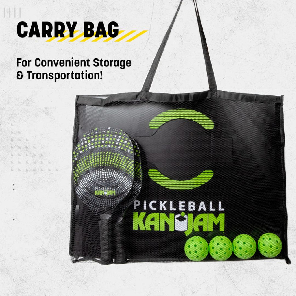 Complete KanJam Pickleball Set – 2 doelen, 4 rackets en 4 ballen voor eindeloos spelplezier op het strand, in de tuin of sporthal.