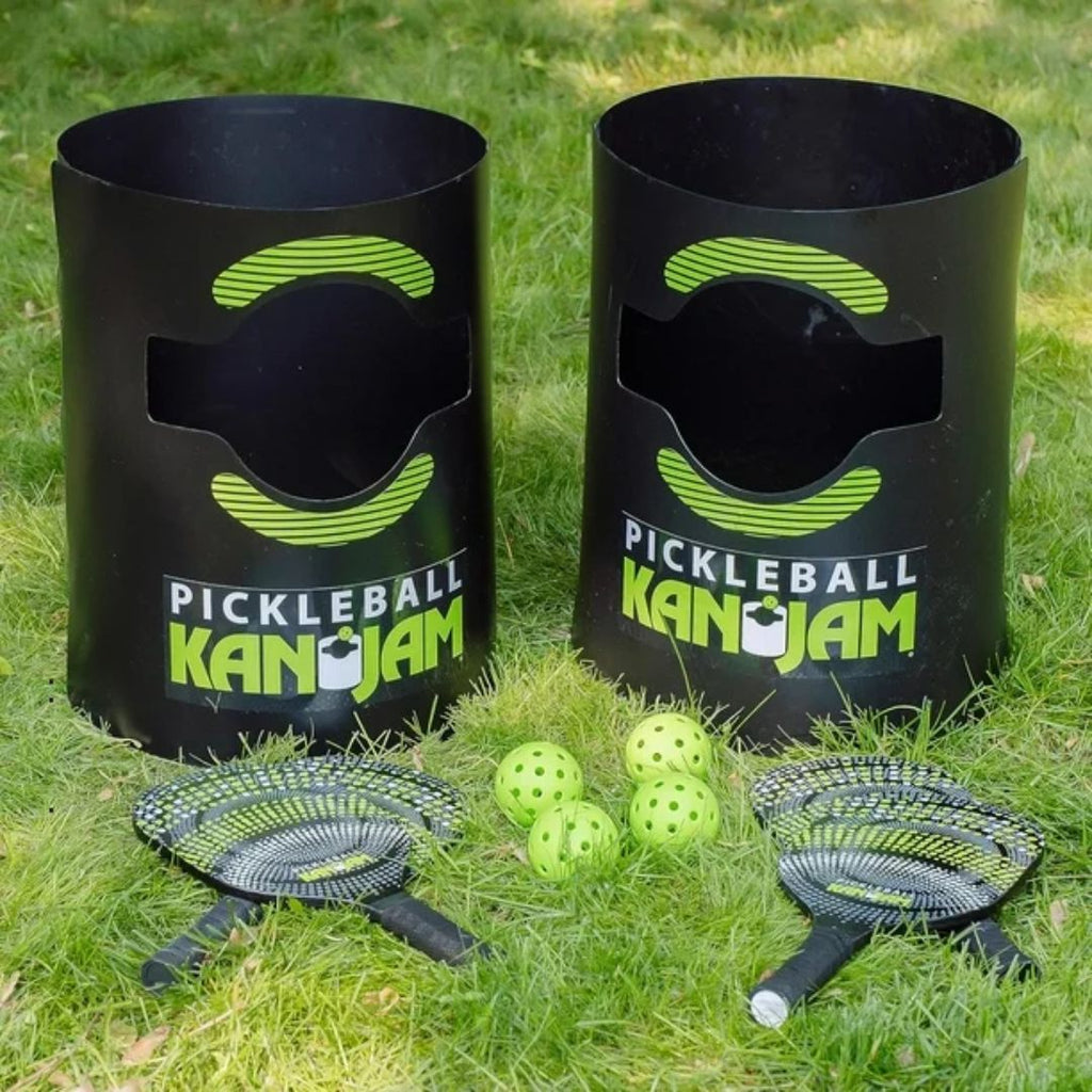 Complete KanJam Pickleball Set – 2 doelen, 4 rackets en 4 ballen voor eindeloos spelplezier op het strand, in de tuin of sporthal.