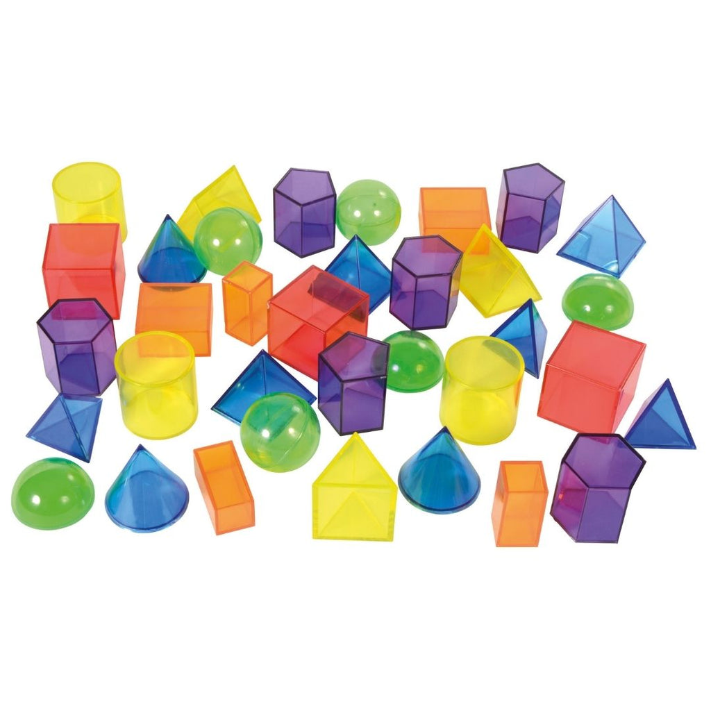 Eduplay transparant gekleurde geometrische vormen kubus pilaren piramiden rechthoeken voor op lichttafel 