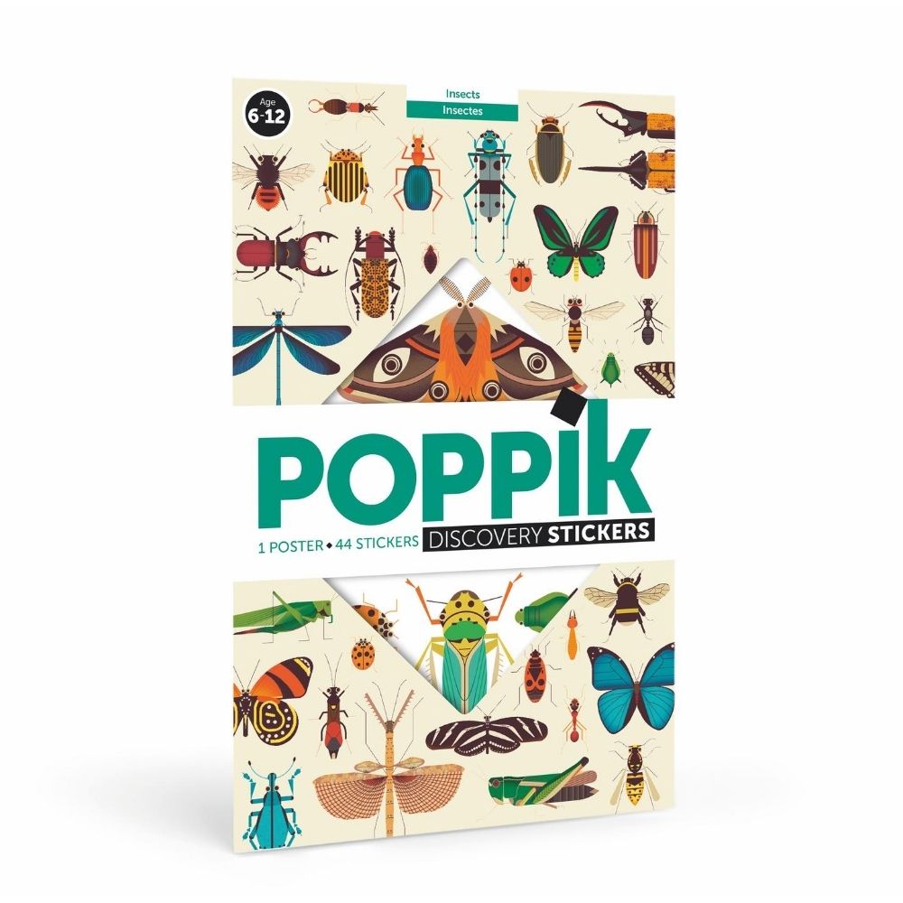 Poppik stickers insecten vintage poster voor in woonkamer of kinder slaapkamer stickers plakken vanaf 6 jaar