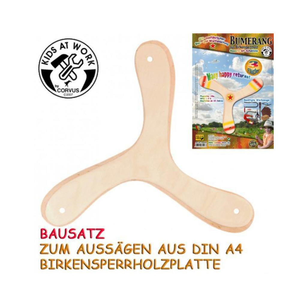 DIY boomerang met 3 vleugels zelf maken met figuurzaag van Kids at Work