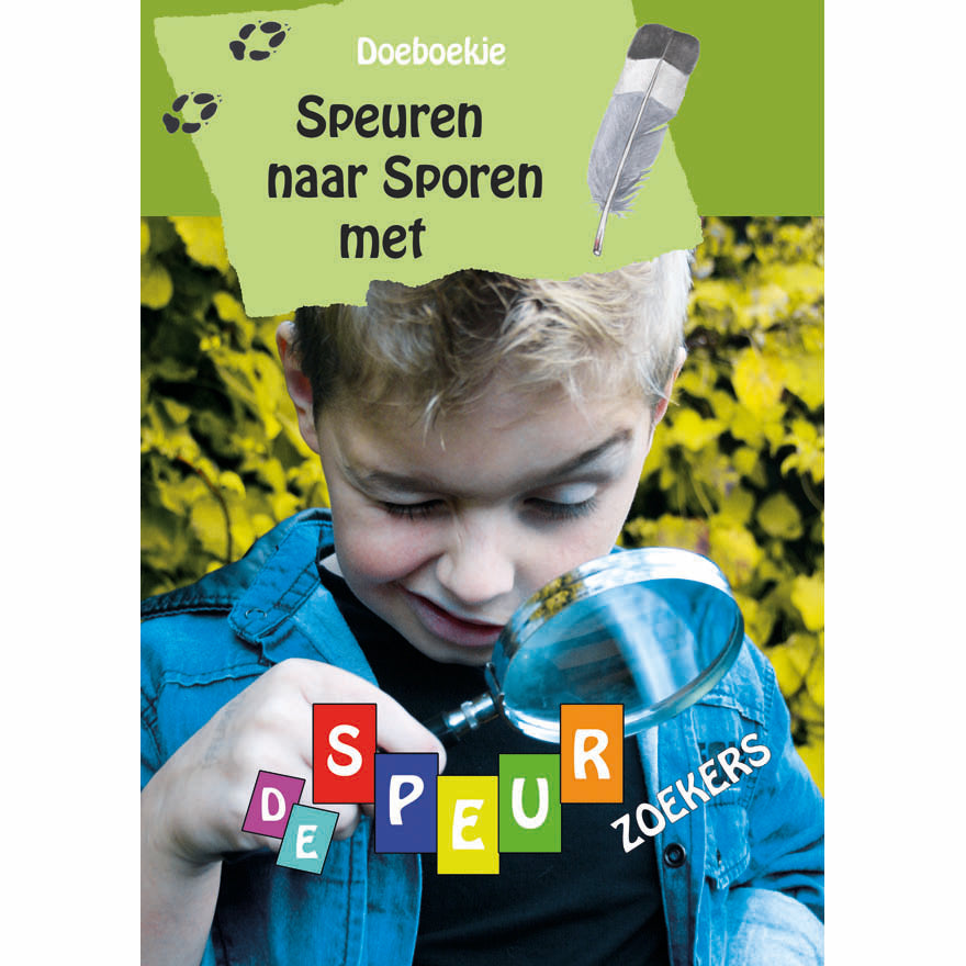 Doeboekje speuren naar sporen met de speurzoekers voor kinderen bijvoorbeeld voor een kinderpartijtje, bso uitje, school uitje, dagje weg 
