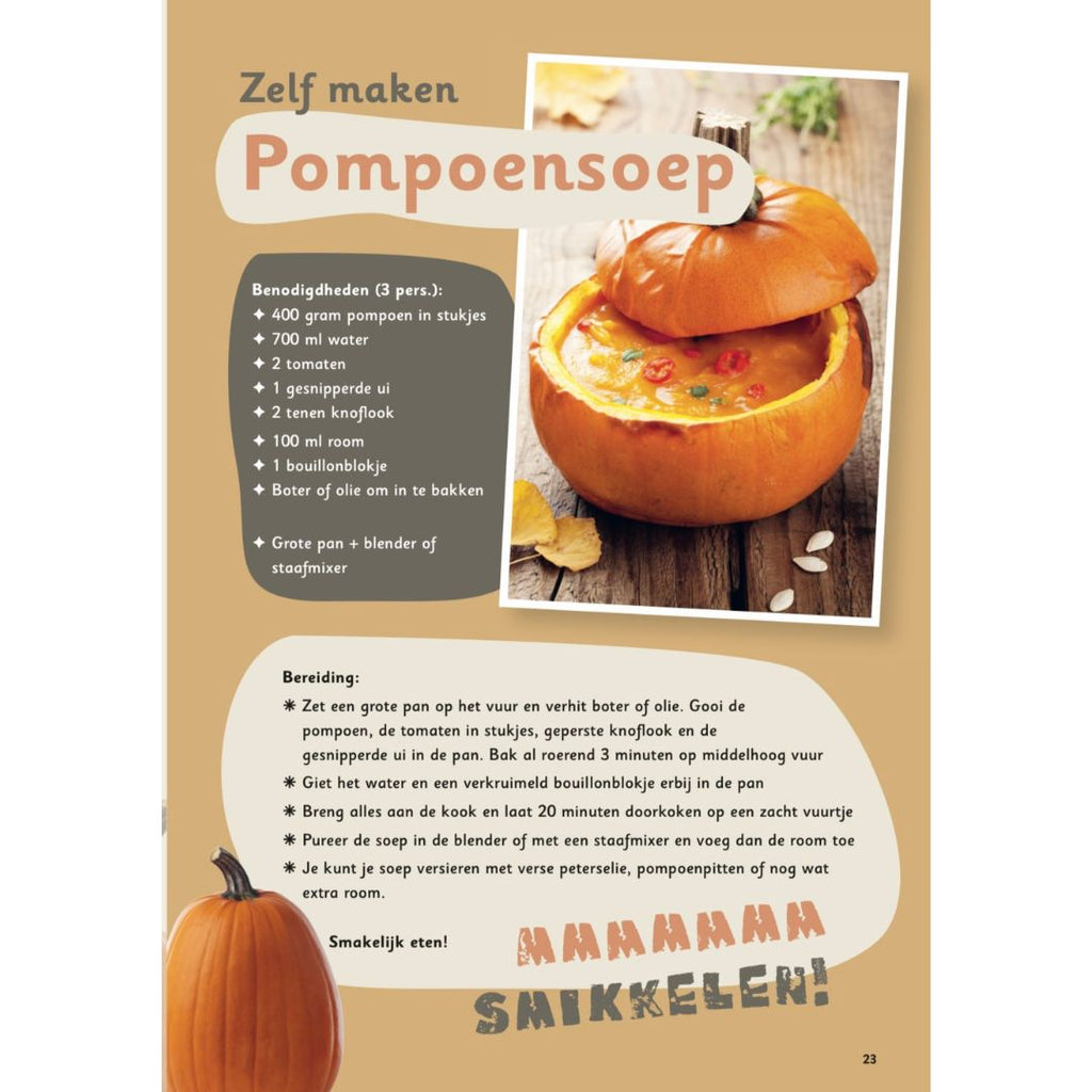 Buitenspeeldoeboek maak zelf een pompoensoep met kinderen in de herfst 