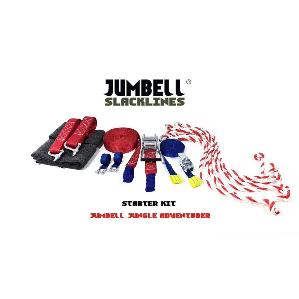 Jumbell starter set jungle adventurer slackline set met 6 obstakels knotten