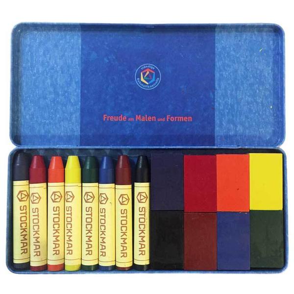 Stockmar combiset natuurlijke bijenwas krijtjes en  blokjes voor kinderen met hoge kleur pigment goede kleurafgifte voor kinderen jongens en meisjes creatief cadeau kan ook als brievenbus cadeau inpakken