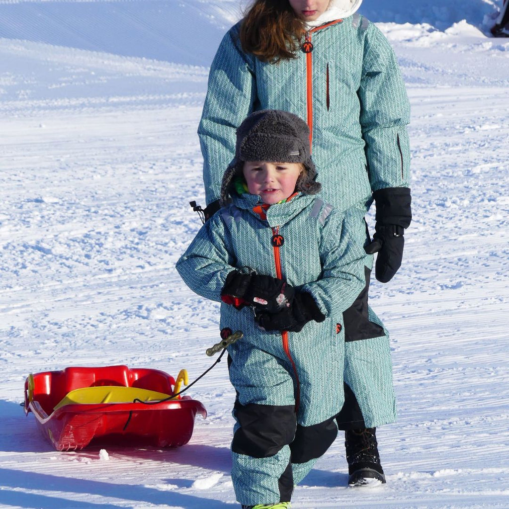 Ducksday junior snowsuit skipak voor kinderen groen oranje 100% recycled polyester